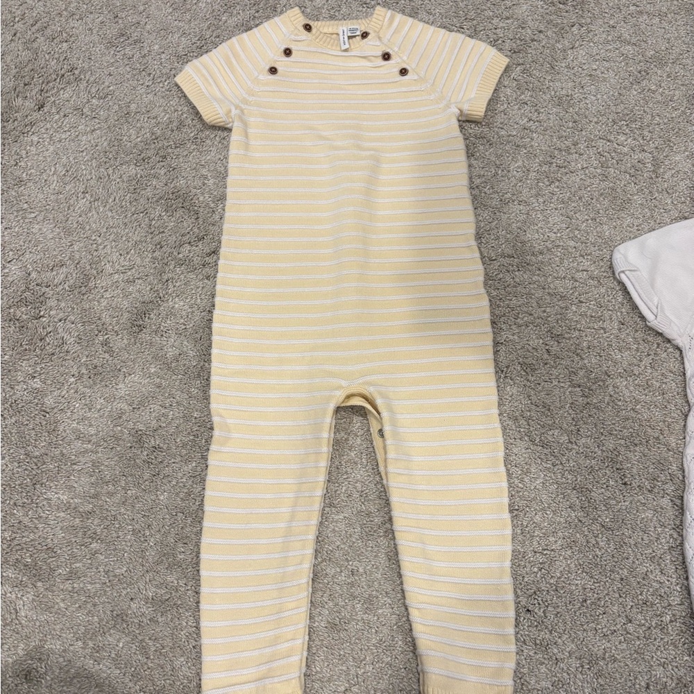 Janie and Jack Cream Striped Kids Footie